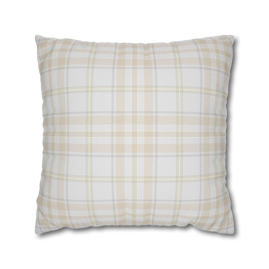 Grey and Beige Plaid Pillowcase