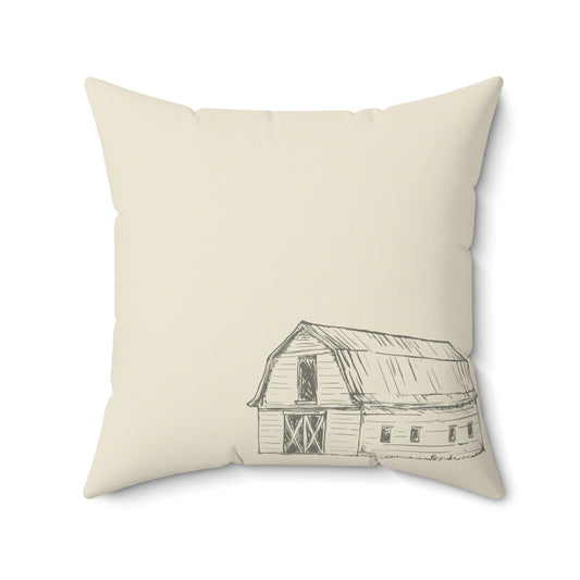 Neutral Cream w/Barn Sketch Pillow