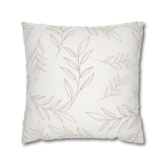 Beige & Ivory Leaf Pattern Pillowcase