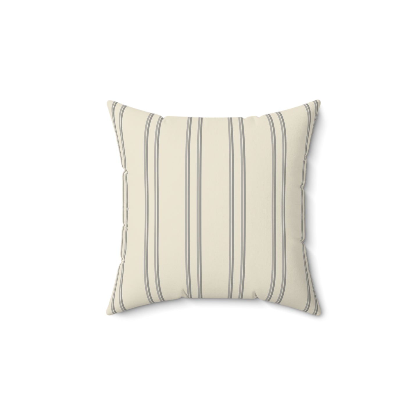 Cream With Grey Ticking Stripes Pillow