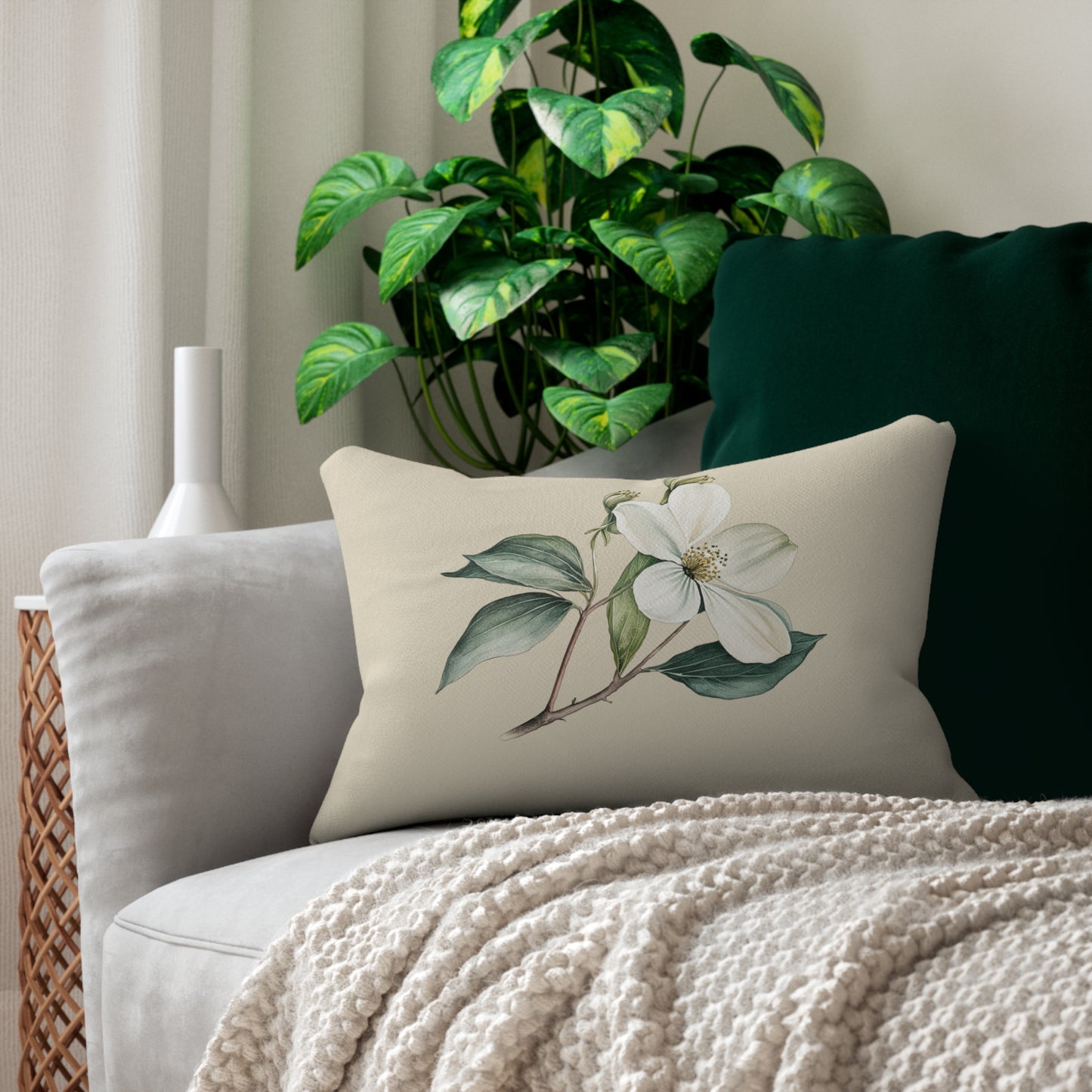 Elegant Floral Lumbar Pillow