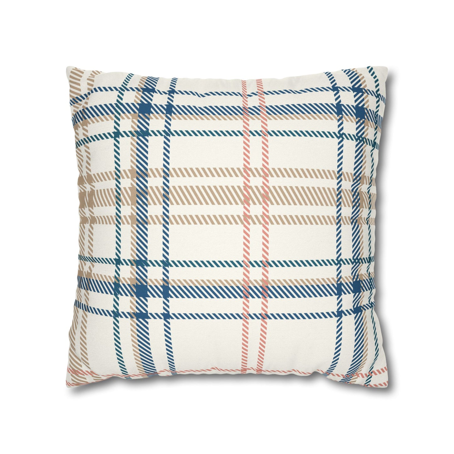Beige, Blue, Peach Plaid Pillowcase