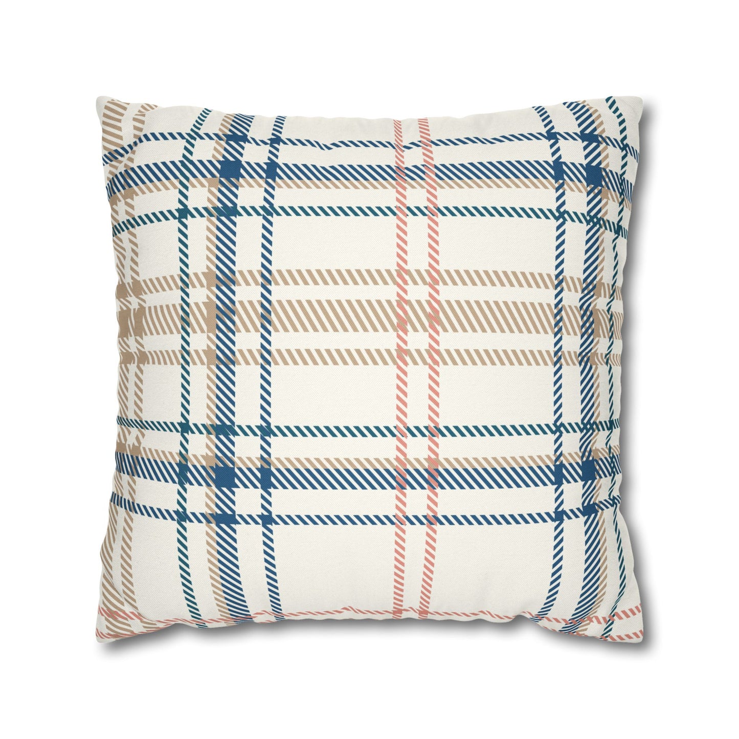 Beige, Blue, Peach Plaid Pillowcase