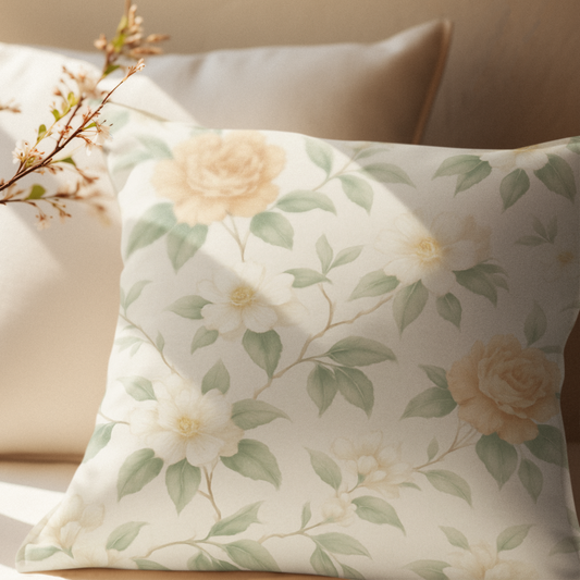 Floral Faux Suede Pillow